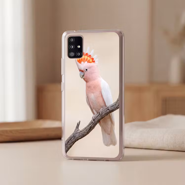 Papagaai - Tak - Roze Telefoonhoesje Samsung Galaxy A51 5G klein -sfeer2