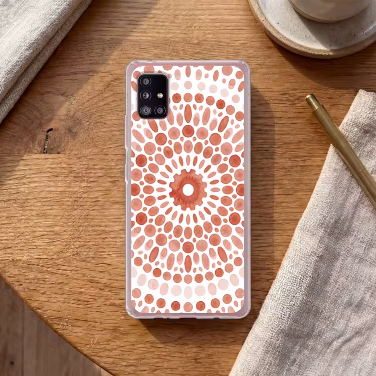 Patroon - Cirkels - Abstract - Modern - Rood Telefoonhoesje Samsung Galaxy A51 5G klein -sfeer1