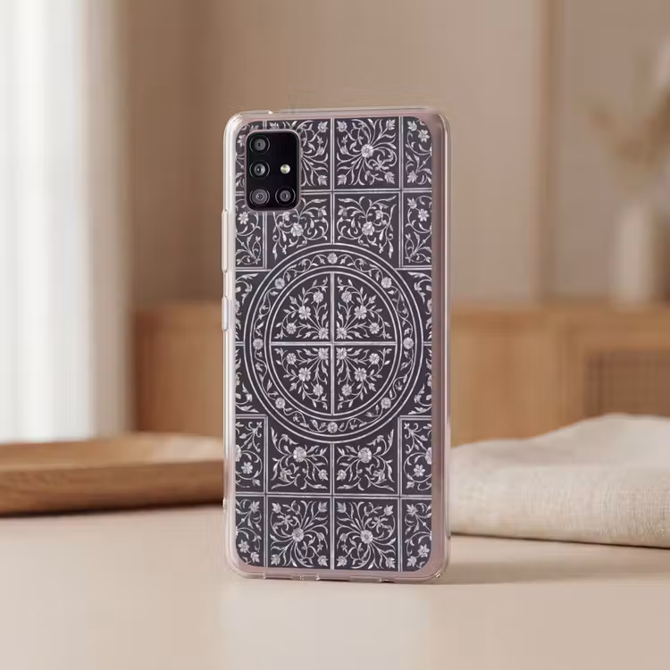 Patroon - Bloemmotief - Decoratie - Klassiek - Zwart Telefoonhoesje Samsung Galaxy A51 5G klein -sfeer2