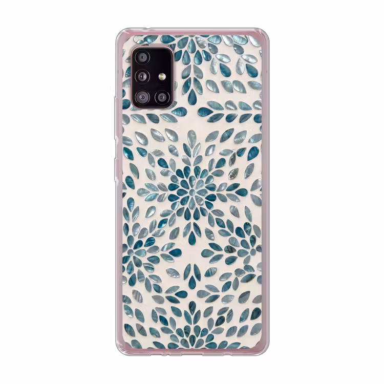 Patroon - Bladeren - Abstract - Modern - Turquoise Telefoonhoesje Samsung Galaxy A51 5G klein -3d