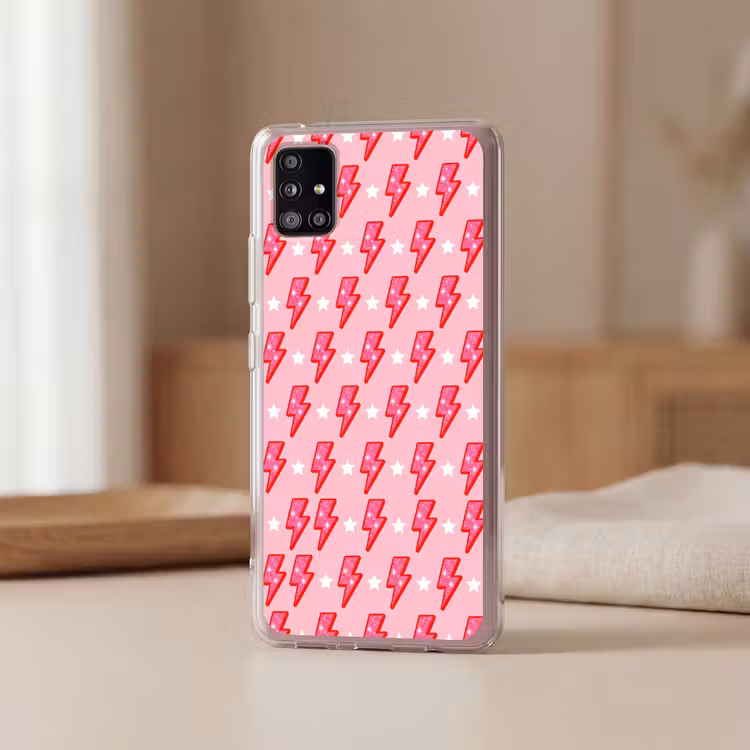 Patroon - Bliksem - Ster - Glitter - Roze Telefoonhoesje Samsung Galaxy A51 5G klein -sfeer2