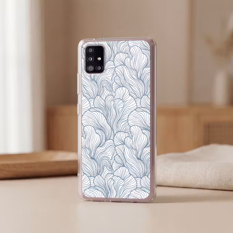 Patroon - Lijnen - Organisch - Abstract - Blauw Telefoonhoesje Samsung Galaxy A51 5G klein -sfeer2
