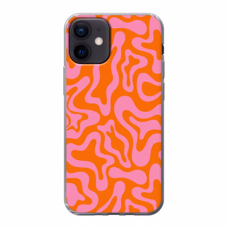 Patroon - Roze - Oranje - Abstract - Modern Telefoonhoesje iPhone 12 Mini klein -3d