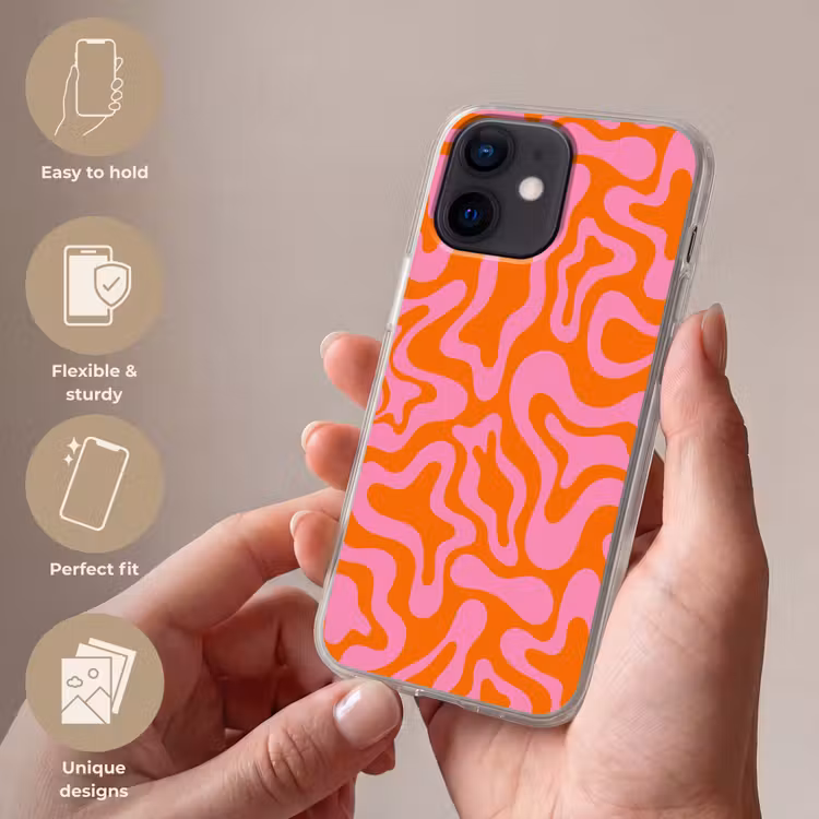 Patroon - Roze - Oranje - Abstract - Modern Telefoonhoesje iPhone 12 Mini klein -sfeer3_EN