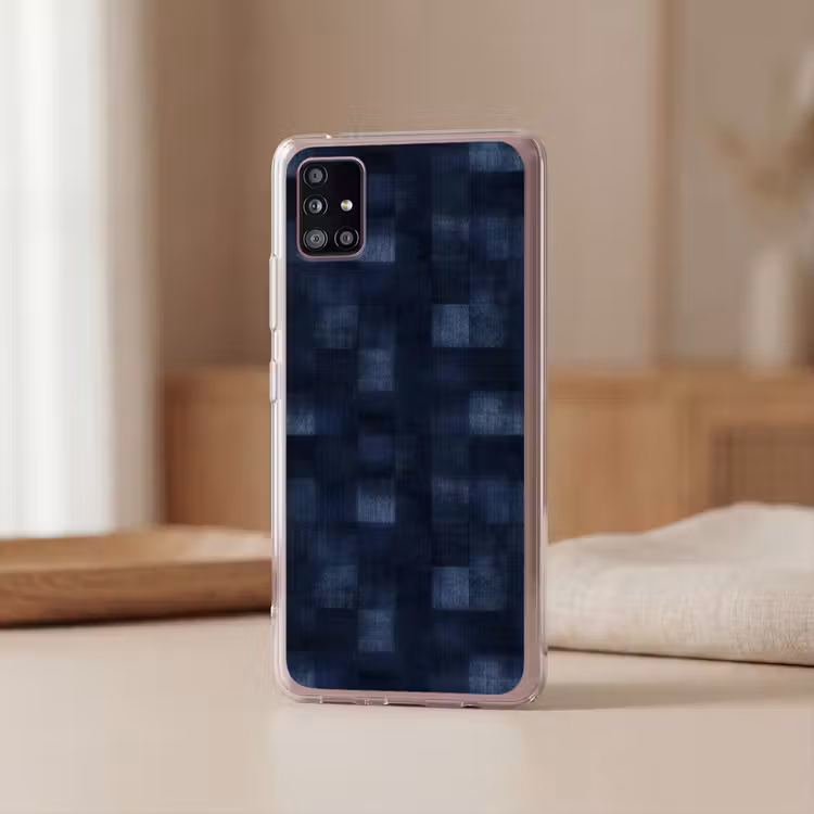 Patroon - Ruit - Marineblauw Telefoonhoesje Samsung Galaxy A51 5G klein 373 -sfeer2