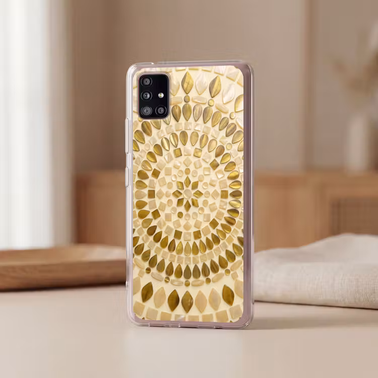 Patroon - Vormen - Mozaïek - Abstract - Goud Telefoonhoesje Samsung Galaxy A51 5G klein -sfeer2