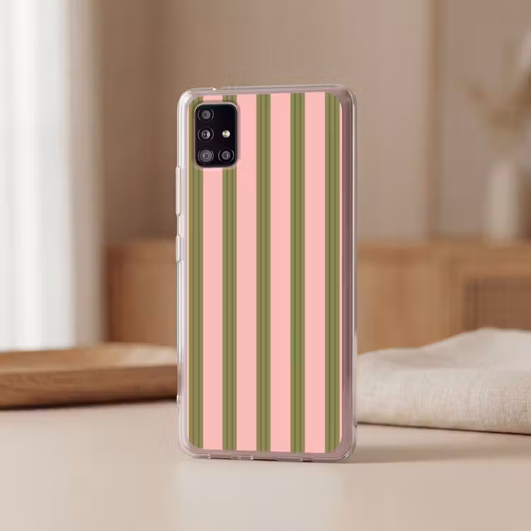 Patroon - Strepen - Abstract - Roze - Groen Telefoonhoesje Samsung Galaxy A51 5G klein -sfeer2