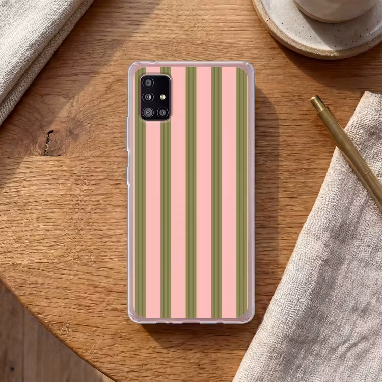 Patroon - Strepen - Abstract - Roze - Groen Telefoonhoesje Samsung Galaxy A51 5G klein -sfeer1