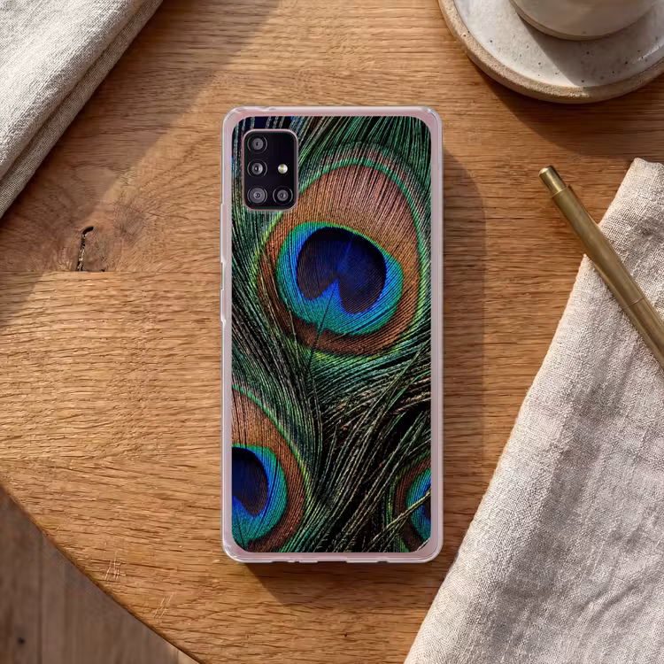 Pauwenveren - Klassiek - Groen Telefoonhoesje Samsung Galaxy A51 5G klein -sfeer1