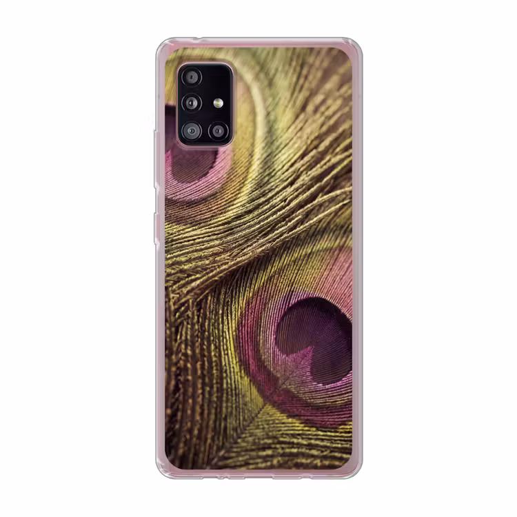 Pauw - Veren - Paars - Groen Telefoonhoesje Samsung Galaxy A51 5G klein -3d