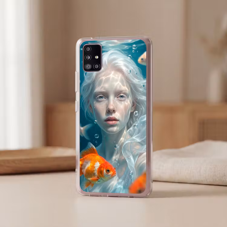 Mens - Onderwater - Vis - Modern - Blauw Telefoonhoesje Samsung Galaxy A51 5G klein -sfeer2