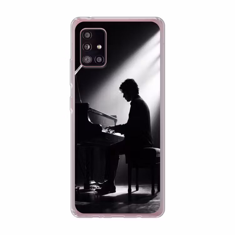 Persoon - Piano - Muziek - Zwart-wit - Podium Telefoonhoesje Samsung Galaxy A51 5G klein -3d