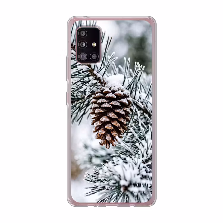 Dennenappel - Tak - Sneeuw - Winter - Sfeervol Telefoonhoesje Samsung Galaxy A51 5G klein -3d
