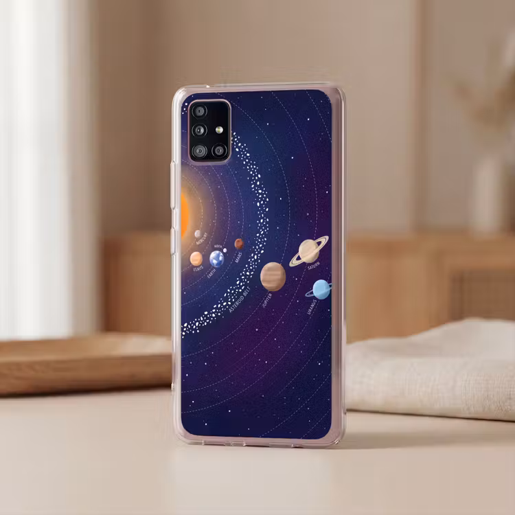 Planetenstelsel - Ruimte - Illustratie Telefoonhoesje Samsung Galaxy A51 5G klein -sfeer2