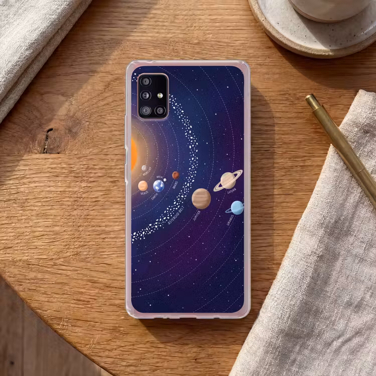 Planetenstelsel - Ruimte - Illustratie Telefoonhoesje Samsung Galaxy A51 5G klein -sfeer1