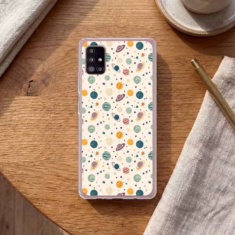 Planeten - Retro - Kleurrijk Telefoonhoesje Samsung Galaxy A51 5G klein 373 -sfeer1
