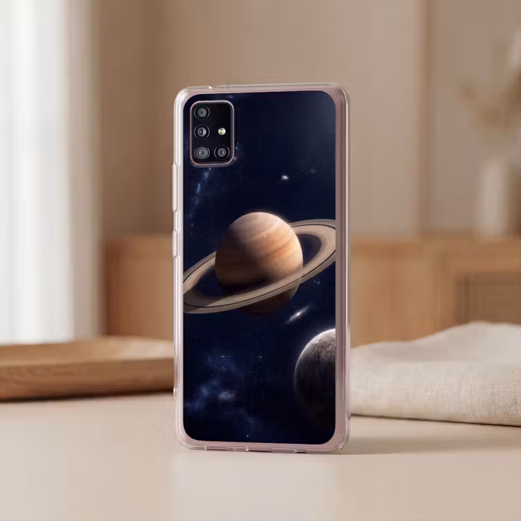Planeten - Saturnus - Ruimte Telefoonhoesje Samsung Galaxy A51 5G klein -sfeer2