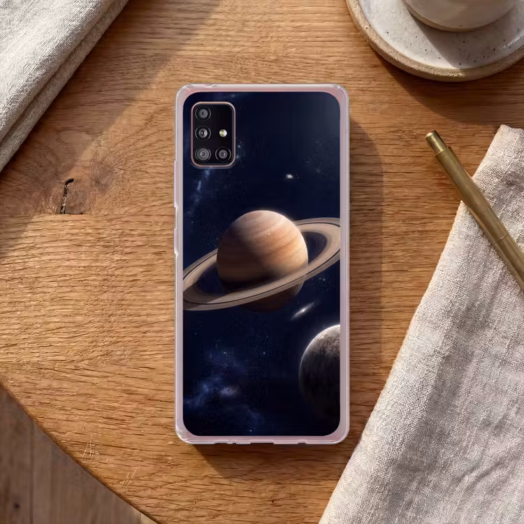 Planeten - Saturnus - Ruimte Telefoonhoesje Samsung Galaxy A51 5G klein -sfeer1