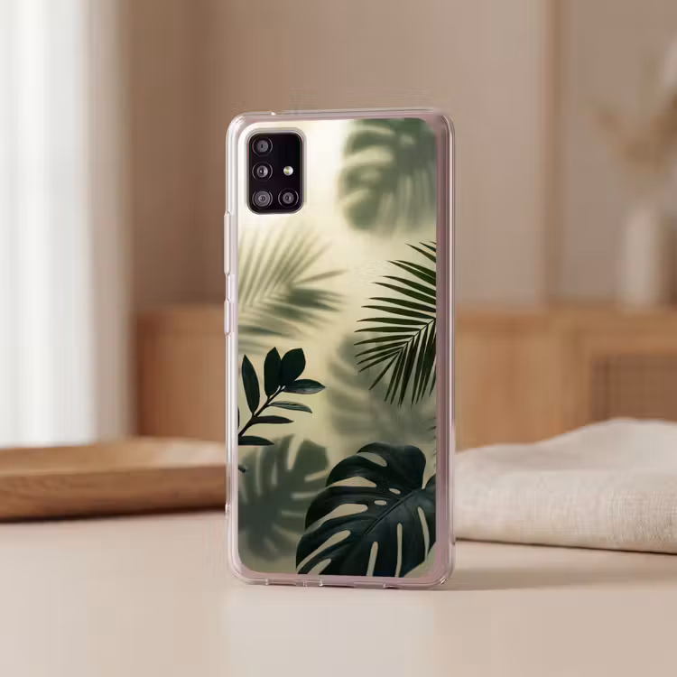 Planten - Bladeren - Schaduwen - Groen - Modern Telefoonhoesje Samsung Galaxy A51 5G klein -sfeer2
