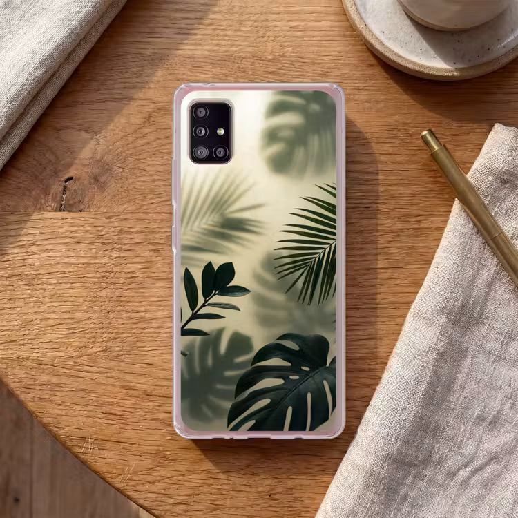 Planten - Bladeren - Schaduwen - Groen - Modern Telefoonhoesje Samsung Galaxy A51 5G klein -sfeer1