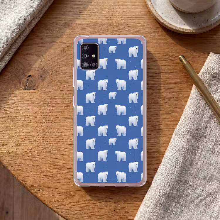 IJsbeer - Patroon - Blauw Telefoonhoesje Samsung Galaxy A51 5G klein 373 -sfeer1