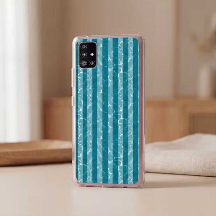 Zwembad - Strepen - Groen Telefoonhoesje Samsung Galaxy A51 5G klein 373 -sfeer2