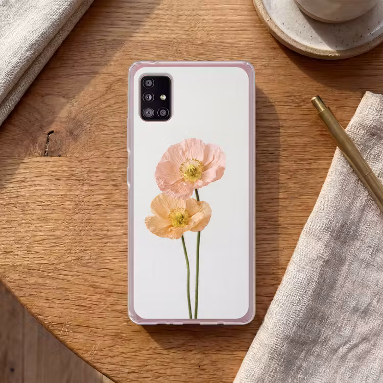 Papavers - Botanisch - Roze Telefoonhoesje Samsung Galaxy A51 5G klein -sfeer1