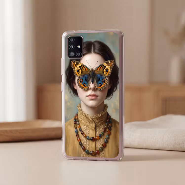 Portret - Vlinder - Kleurrijk Telefoonhoesje Samsung Galaxy A51 5G klein -sfeer2