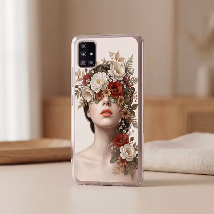 Portret - Bloemen - Cremé Telefoonhoesje Samsung Galaxy A51 5G klein -sfeer2
