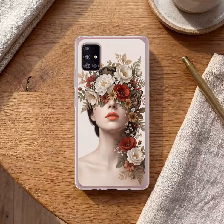 Portret - Bloemen - Cremé Telefoonhoesje Samsung Galaxy A51 5G klein -sfeer1