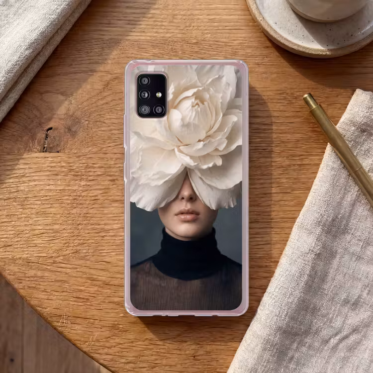 Portret - Mysterieus - Wit Telefoonhoesje Samsung Galaxy A51 5G klein -sfeer1