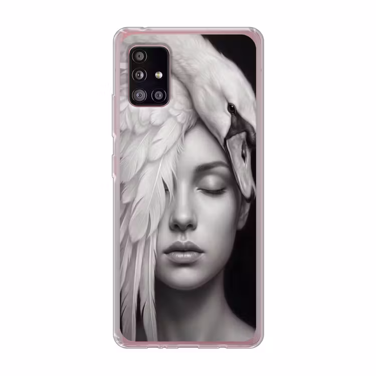 Portret - Zwaan - Zwart - Wit Telefoonhoesje Samsung Galaxy A51 5G klein -3d