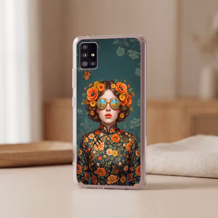 Portret - Vrouw - Kleurrijk - Expressief Telefoonhoesje Samsung Galaxy A51 5G klein -sfeer2