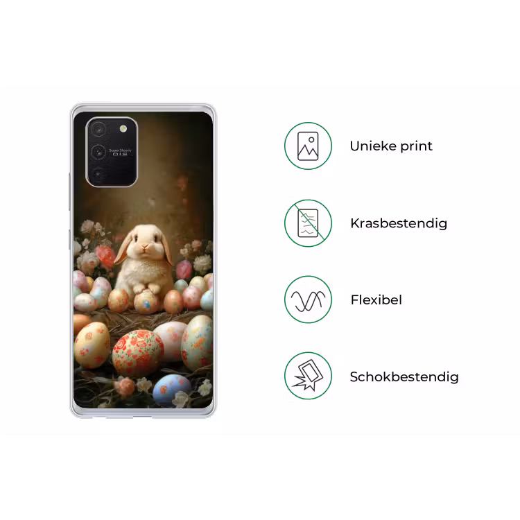 Konijn - Paaseieren - Stilleven Telefoonhoesje Samsung Galaxy S10 Lite klein -specsS10Lite
