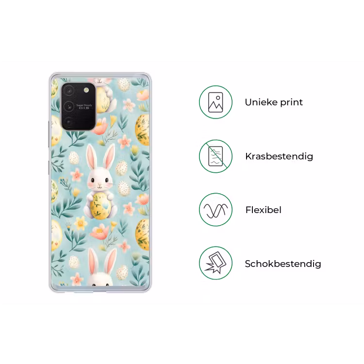 Konijn - Eieren - Takjes Telefoonhoesje Samsung Galaxy S10 Lite klein -specsS10Lite