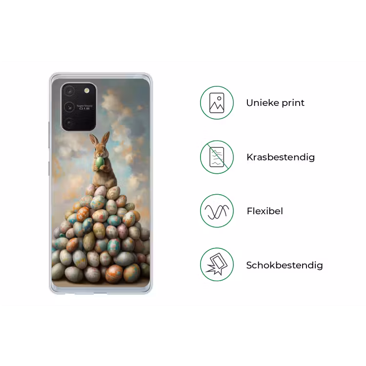 Konijn - Eieren - Kleurrijk Telefoonhoesje Samsung Galaxy S10 Lite klein -specsS10Lite