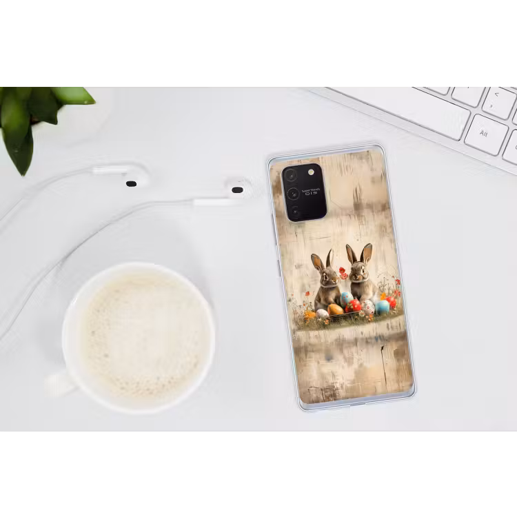 Konijnen - Bloemen - Eieren Telefoonhoesje Samsung Galaxy S10 Lite klein -oordopS10Lite