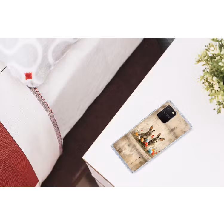 Konijnen - Bloemen - Eieren Telefoonhoesje Samsung Galaxy S10 Lite klein -kamerS10Lite