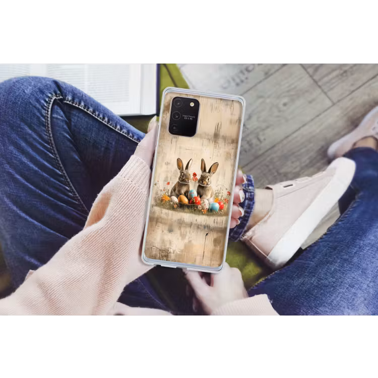 Konijnen - Bloemen - Eieren Telefoonhoesje Samsung Galaxy S10 Lite klein -handS10Lite