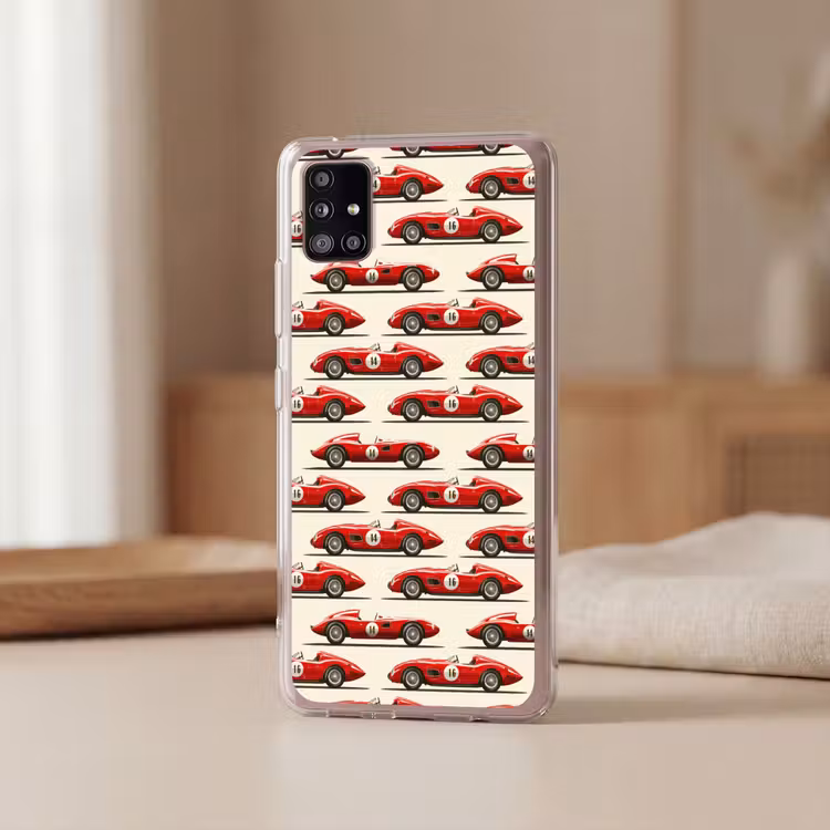 Raceauto - Retro - Rood Telefoonhoesje Samsung Galaxy A51 5G klein 373 -sfeer2