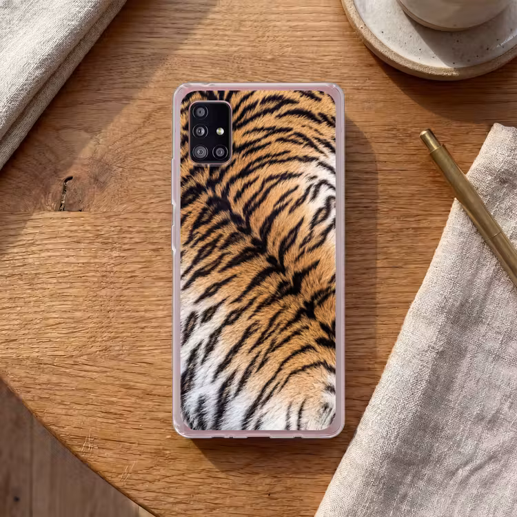 Realistisch - Tijgervacht - Zwart Telefoonhoesje Samsung Galaxy A51 5G klein -sfeer1