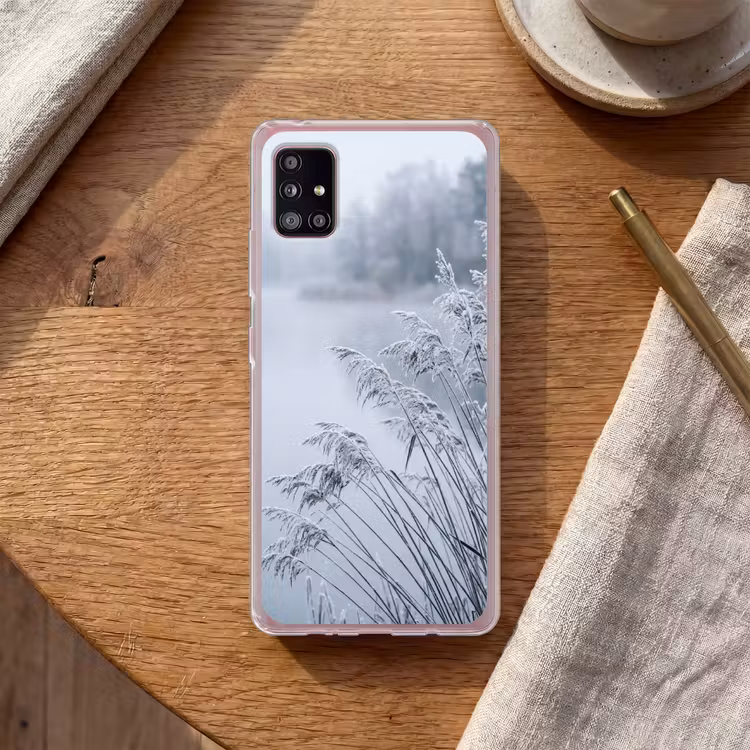 Riet - Bevroren - Winter - Natuur Telefoonhoesje Samsung Galaxy A51 5G klein -sfeer1