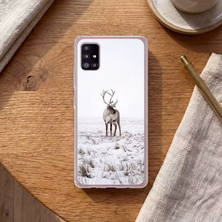 Rendier - Gewei - Sneeuw - Winter Telefoonhoesje Samsung Galaxy A51 5G klein -sfeer1