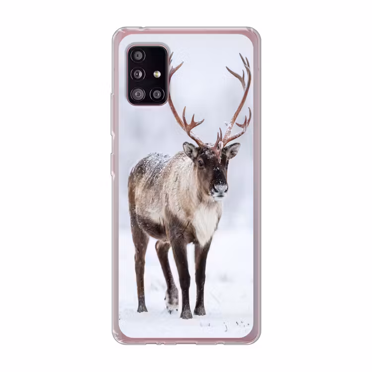 Rendier - Gewei - Toendra - Sneeuw - Wild Telefoonhoesje Samsung Galaxy A51 5G klein -3d