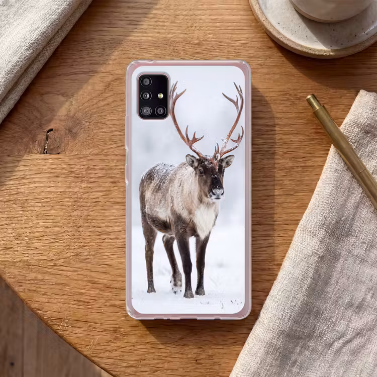 Rendier - Gewei - Toendra - Sneeuw - Wild Telefoonhoesje Samsung Galaxy A51 5G klein -sfeer1