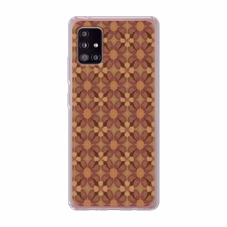 Retro - Bloemen - Bruin Telefoonhoesje Samsung Galaxy A51 5G klein 373 -3d