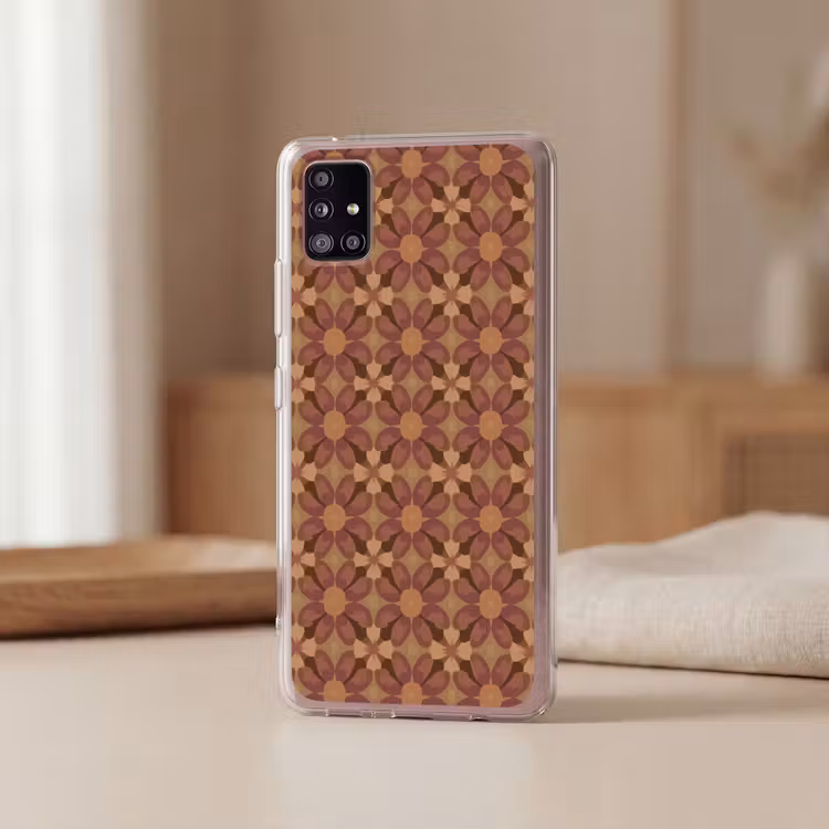 Retro - Bloemen - Bruin Telefoonhoesje Samsung Galaxy A51 5G klein 373 -sfeer2