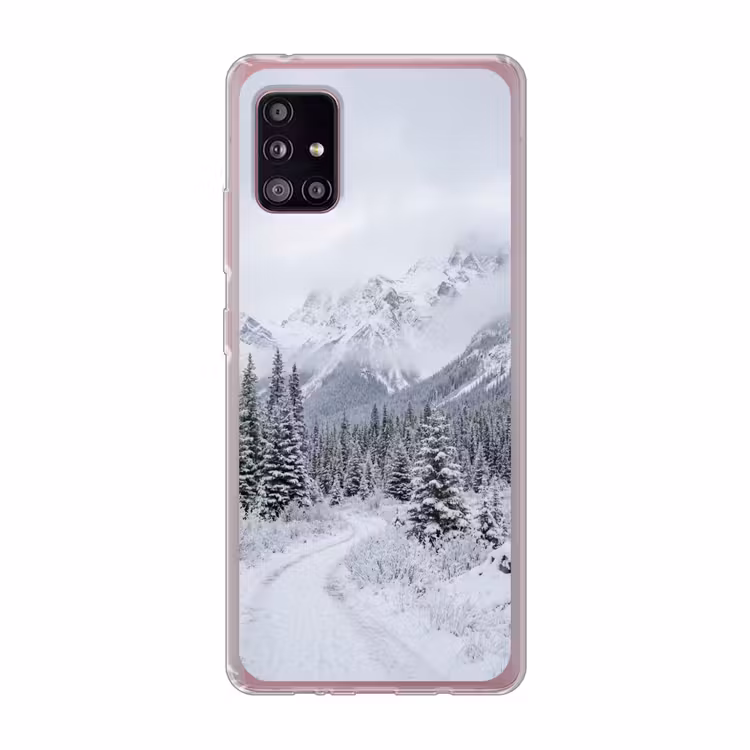 Weg - Bergen - Sneeuw - Naaldbos - Avontuurlijk Telefoonhoesje Samsung Galaxy A51 5G klein -3d