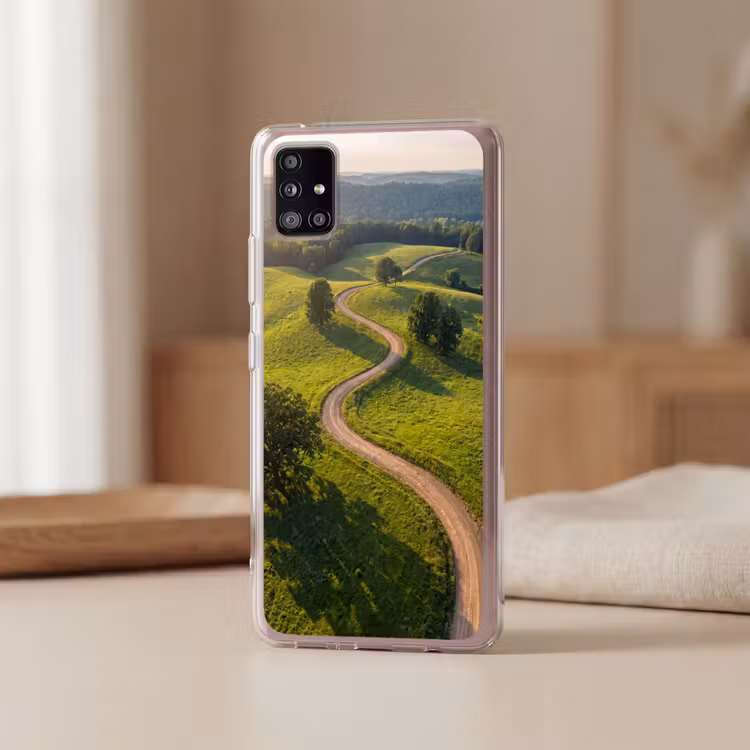 Weg - Weide - Natuur - Groen Telefoonhoesje Samsung Galaxy A51 5G klein -sfeer2