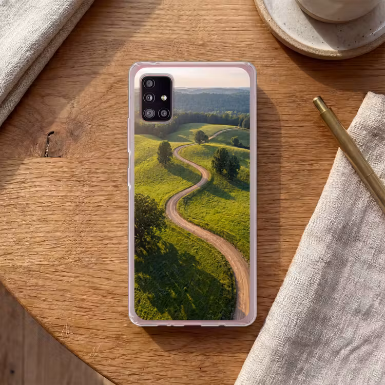 Weg - Weide - Natuur - Groen Telefoonhoesje Samsung Galaxy A51 5G klein -sfeer1
